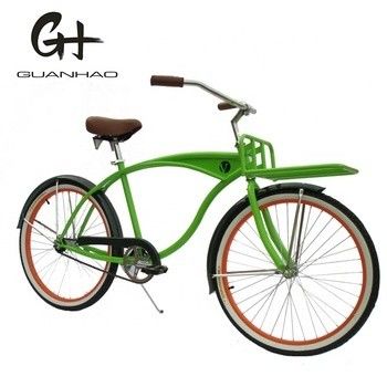 26 inch White Wall Custom Men's Beach Cruiser Bike with Logo and Plastic Pedal 15KG