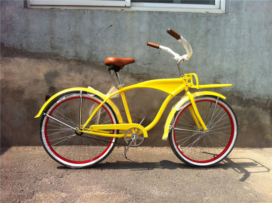 26 inch White Wall Custom Men's Beach Cruiser Bike with Logo and Plastic Pedal 15KG