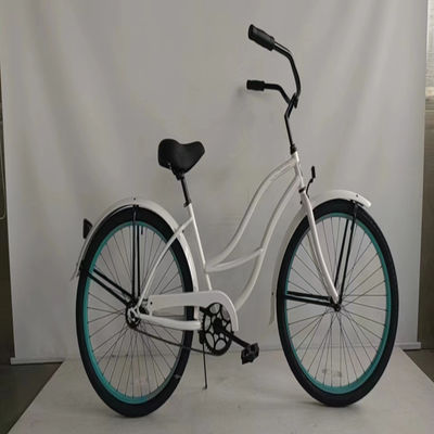 26 Inch White Color Single Speed Women's Vintage Beach Cruiser Bike for Casual Riding