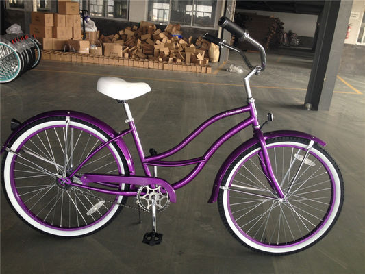26 Inch White Color Single Speed Women's Vintage Beach Cruiser Bike for Casual Riding