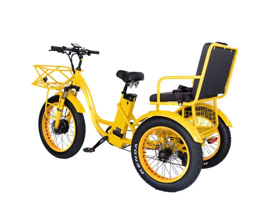Electric Rickshaw 750W Front BaFang Motor 21AH Lithium Battery 60KM USA Adult 24&quot; Fat Snow Big Tire Passenger Seat