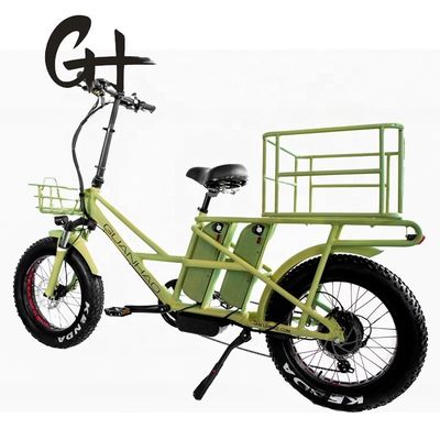 48V Disc Brake Dual Batteries Fat Snow Big Tire Electric Cargo Bicycles for Family 2