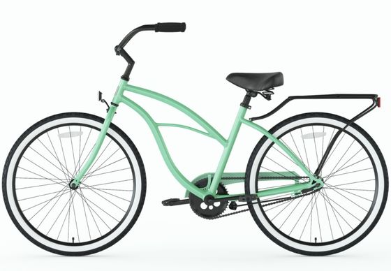 Mint Green Ladies Low Step Sports Hybrid Bike Women Single Speed Comfort Beach Cruiser Bike 26 Inch