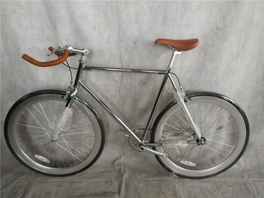 Classic 700Cx28C Vintage Chrome Fixed Gear Bike 58cm Single Speed Fixie Bicycle 13kg