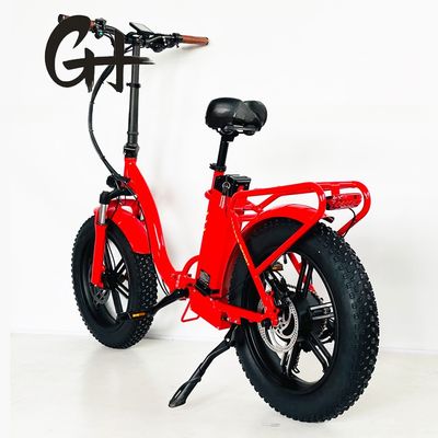 20 Inch Fat Tire Ebike Most Powerful Red Color Folding Electric Bike with Alloy Stem