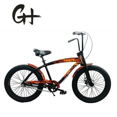 USA Men's 24&quot; 3.0 Fat Tire Aluminum Frame Beach Cruiser Bike with Disc Brake