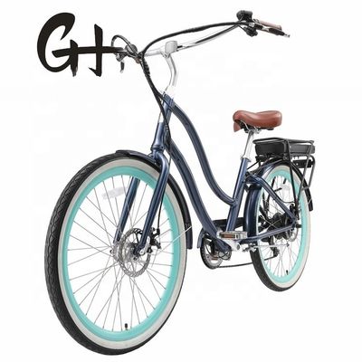 26&quot; 48V 500W 14AH Lithium Battery Aluminum Frame CE Shimano 7 Speed Electric Beach Cruiser Bike