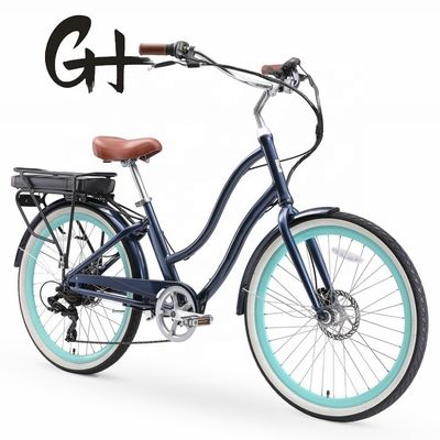 26&quot; 48V 500W 14AH Lithium Battery Aluminum Frame CE Shimano 7 Speed Electric Beach Cruiser Bike