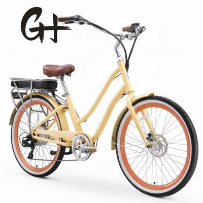 26&quot; 48V 500W 14AH Lithium Battery Aluminum Frame CE Shimano 7 Speed Electric Beach Cruiser Bike