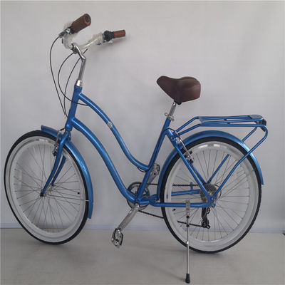 26 Inch Aluminum Alloy Frame 7 Speed Vintage Beach Cruiser Bike with Rear Carrier