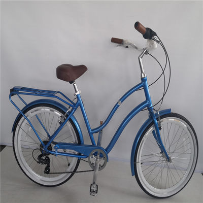 26 Inch Aluminum Alloy Frame 7 Speed Vintage Beach Cruiser Bike with Rear Carrier