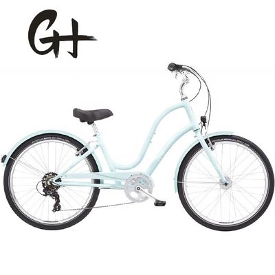 120kg Load Capacity 29&quot; 3.0 Tire 7 Speed Aluminum Step Thru Lady Beach Cruiser Bicycle