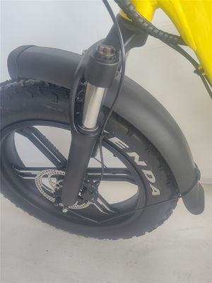 750W 48V E Bicycle 20 Inch Yellow Fat Tire Electric Bike for 31-60 km Range per Power