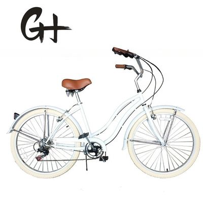 USA Made 26&quot; 7 Speed Shimano Hi-Ten Steel Frame Beach Cruiser Bike for Women and Girls