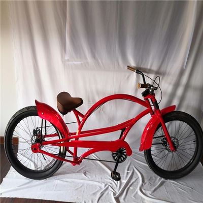 Fat Tire 26&quot; Extended Beach Cruiser Bike with Steel Frame and Disc Brake Technology