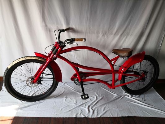 Fat Tire 26&quot; Extended Beach Cruiser Bike with Steel Frame and Disc Brake Technology
