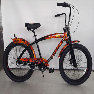 Adult 3 Speed 24 Inch 3.0 Inch Fat Tire Beach Cruiser Bike with Double Wall Alloy Rim