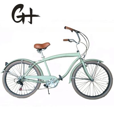 Double V Brake 26&quot; 2.125 White Wall Tire Hi-Steel Frame Shimano 7 Speed OEM Customized Adult Men CE CPSC USA Market Beach Cruiser Bicycle
