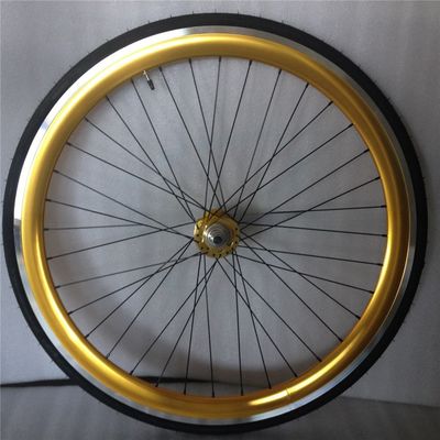 43mm Anodized Blue Flip Flop Fixed Gear Road Bike Wheel Set with Colorful Spokes