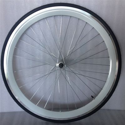 43mm Anodized Blue Flip Flop Fixed Gear Road Bike Wheel Set with Colorful Spokes