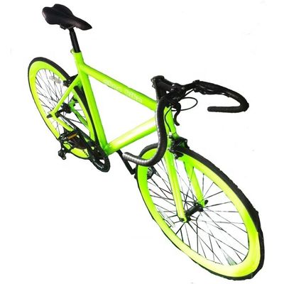 Color 700C Green Single Speed Fixie Gear Bike with Neon Nights Glow-in-the-Dark Paint