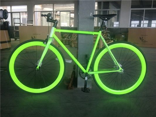 Color 700C Green Single Speed Fixie Gear Bike with Neon Nights Glow-in-the-Dark Paint