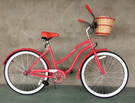 26&quot; Women's Step Thru Beach Cruiser Bike with Single Speed Gears and Aluminum Rims
