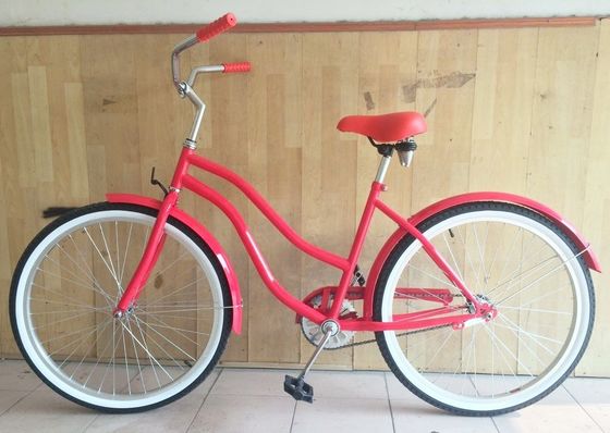 26&quot; Women's Step Thru Beach Cruiser Bike with Single Speed Gears and Aluminum Rims