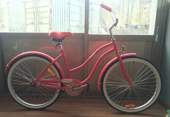 26&quot; Women's Step Thru Beach Cruiser Bike with Single Speed Gears and Aluminum Rims