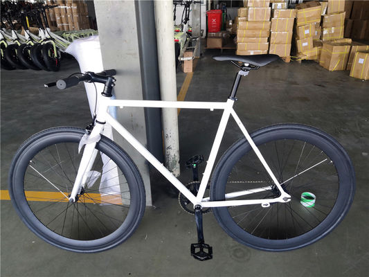 Sleek white frame adult 700C single speed bicycle fixed gear bikes with coaster brake