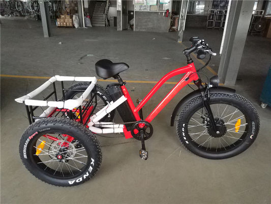 750W 48V 4.0&quot; Fat Tire 3 Wheels E Trike Electric Cargo Bike Alloy Rim 6 Speed USA Hot