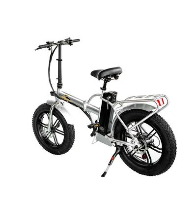 750W 1000W 48V Fat Tire 4.0&quot; Folding Silver Frame 5 Spokes Electric Folding Bike 20 Inch