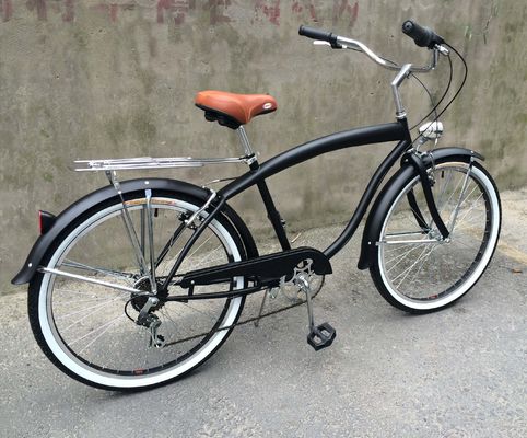 Hard Frame 26&quot; Wheel Size Shimano 7 Speed American Rear Rack Men Beach Cruiser Bike