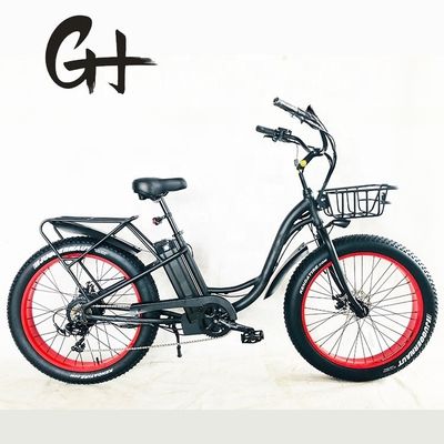 26&quot; 750W 48V 20MPH OEM 21AH UL2849 Adult Women Lady Beach Cruiser Electric Big 4.0 Fat Snow Tire Bicycle