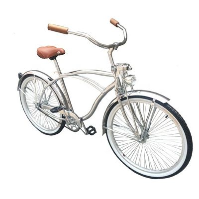 17kg 26inch 68Spokes Rim Sliver color CP frame Chrome paint single speed OEM/ODM men front spring fork beach cruiser bicycle