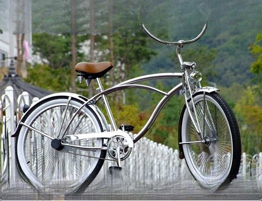 1 Speed Alloy Stem CP Silver Polish Color Fork 26*2.125 26&quot; Men's Beach Cruiser Bike