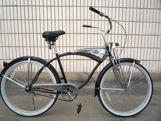 17kg 26inch 68Spokes Rim Sliver color CP frame Chrome paint single speed OEM/ODM men front spring fork beach cruiser bicycle