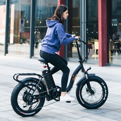 7 Speed 20&quot; 48V 750W 14AH 20MPH Lithium Battery OEM UL2849 USA Market Adult Lady Women Electric Folding Snow Big Flat Tire Bike