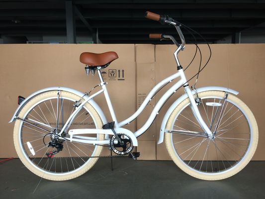 26&quot; Shimano 7 Speed Women Lady USA 26*2.125 Girl White Tire Beach Cruiser Speed Bike
