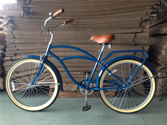 Blue Color Single Speed 26 inch Men's Vintage Cruiser Bicycle with Front Wheel V Brake