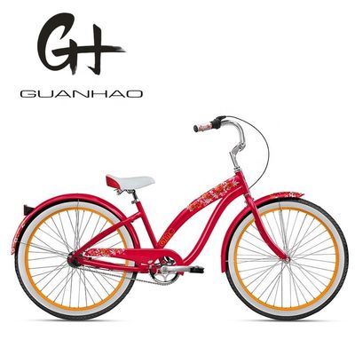Beautiful Women Beach Cruiser Bicycle with Inner Water Sticker 26inch 3 Speed OEM/ODM