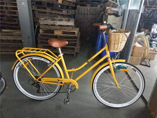 Vintage Lady Bike with Basket Red Color Low Step Through Hybrid 5 Speed Comfort Cruiser