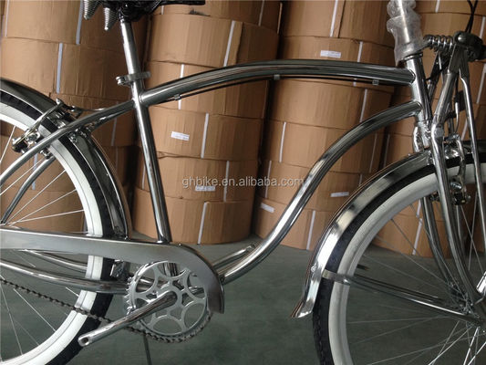 1.8m Length 160kg Load Capacity 26 Inch Chrome Single Speed Men's Beach Cruiser Bicycle