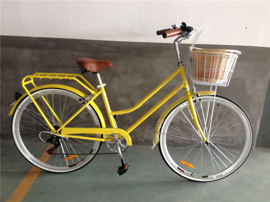 Vintage Women's Step Through Bicycle with Front Basket and 7-Speed Classic Design