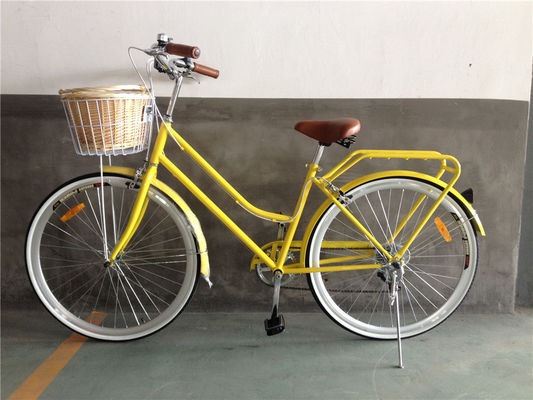 Vintage Women's Step Through Bicycle with Front Basket and 7-Speed Classic Design