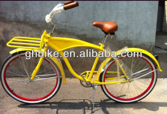 2017 Single Speed Beach Cruiser Bike with Front Rack and Lightweight Aluminum Frame