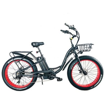 Big Power 26&quot;x4.0 Wheel Size 48V 17AH Lithium Battery Step Through Womens Beach Cruiser Electric Bicycle