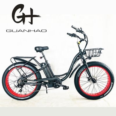 Big Power 26&quot;x4.0 Wheel Size 48V 17AH Lithium Battery Step Through Womens Beach Cruiser Electric Bicycle