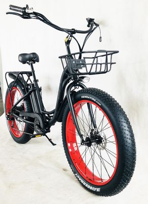 Big Power 26&quot;x4.0 Wheel Size 48V 17AH Lithium Battery Step Through Womens Beach Cruiser Electric Bicycle