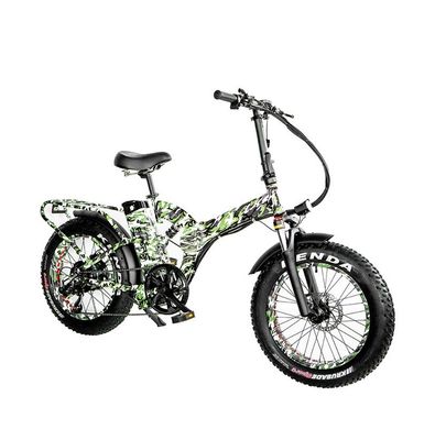 48V*21AH 20 inch full suspension Camouflage color 1000W FOLDING FAT TIRE ELECTRIC BIKE with rear rack